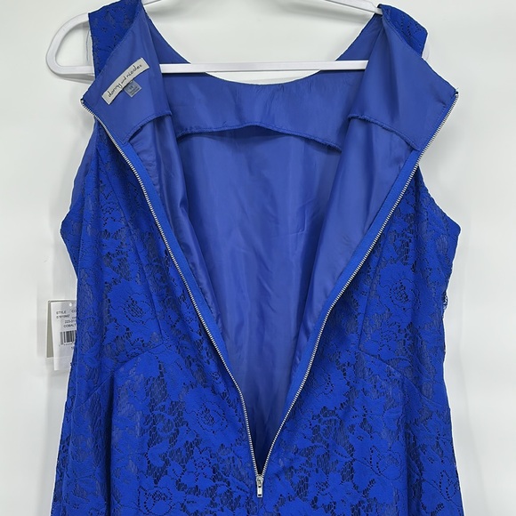 Sleeveless fit flare midi lace Blue Party cocktail Dress whimsy cottage core - Picture 5 of 11